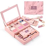 Color Nymph Small Makeup Palette Set for Face | Cosmetics Gift Set for Women & Girls | 12 Colors Eyeshadow, Blush, Highlighter, Contour Powder, Lip Gloss & Brush Kit | Travel-Friendly (Pink)