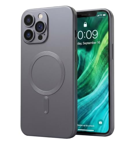Image of amazon basics Premium Mag-Safe Case for iPhone 13 Pro | Shockproof & Anti-Scratch Cover | Soft Silicone with Wireless Charging | Camera Lens Guard - Gray