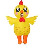COMIN Inflatable Chicken Costume for Adults Simulated Skin Air Blow up Funny Halloween Costume Inflatable For Men Women 72'