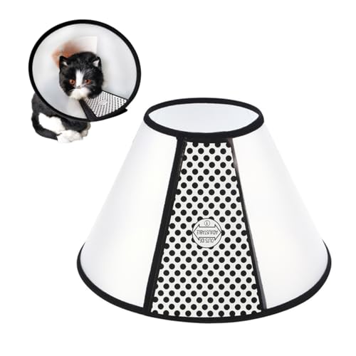 PHCOZY 1 Cône Collerette en Plastique Protecteur de Cou Réglable pour Chat Collier Chien Cône Convient aux Petits Chats Chiots S Blanc