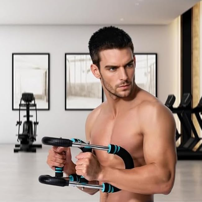 Techlypro Powerbar, Techly pro Powerbar, 40-100lb Adjustable Chest Workout Equipment, Twister Arm Trainer, Portable Detachable Home Fitness Equipment for Workout Anywhere