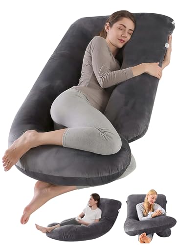 WEKUBA G-Shaped Full Body Pregnancy Pillow for Pregnant WomenMaternity Pillow with Removable Cover for Pregnant WomenDetachable and Washable Crystal CoverSupport for Back Legs Belly HIPS (Black)