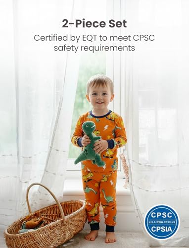 Image of PATPAT Bamboo Viscose Pajama Sets for Toddler Boys & Girls Baby Kids, Ultra-soft Snug fit Pjs Sleepers for Birthday Holiday
