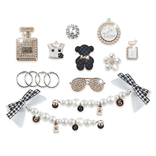 Seqla71 Fashion Crystal Rhinestone Shoe Charms. Gleaming Pearl Chains With Bows .Bling Shoe Charms Lovely Little Bear Jewelry Accessories Decoration For Girls Women Party Favors Birthday Gifts #TOP14