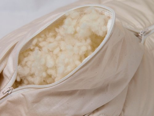 Bio Schafwoll-Kissen 40x80 cm, Kopfkissen mit Schurwoll-Füllung, Bezug 100% Bio Baumwolle waschbar