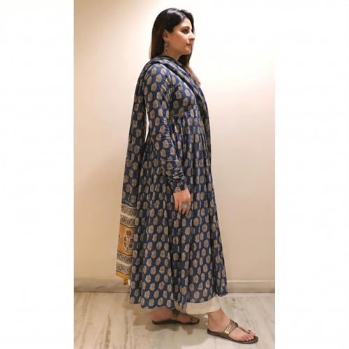 Image of Klosia Women Printed Anarkali Kurta and Pant Set with Dupatta | Printed Kurta Set | Viscose Kurta Set | Women Kurta Set | Summer Suit Set |
