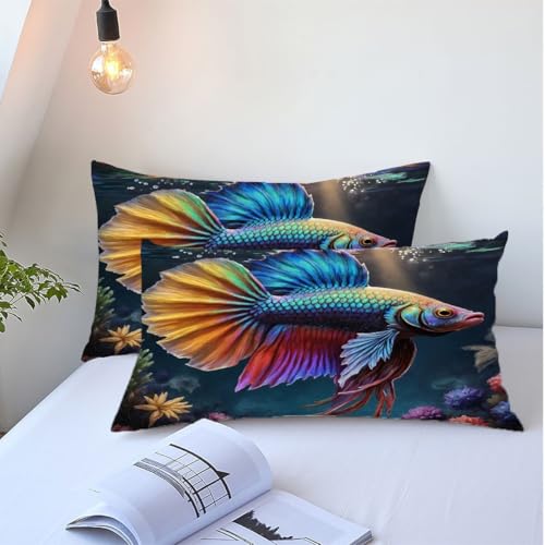 Linge de Lit Poisson de Mer Bleu en microfibre douce de qualité supérieure