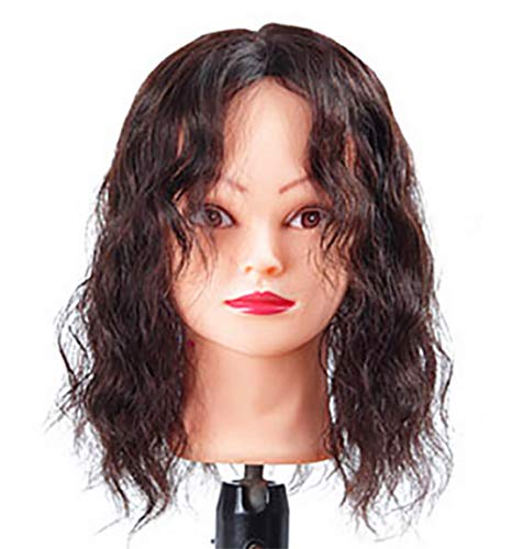Postiche ondulée en cheveux humains de qualité supérieure, nuance marron foncé 30 cm