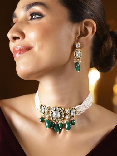 Image of Rubans Choker Necklace Set Traditional Stylish Jewellery Gift for Women & Girls