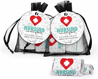 12ct Nurse Week Gifts in Bulk Personalized Chocolate Miniatures in Organza Bags (12 Pack) Nurse Thank You Candy Giveaways