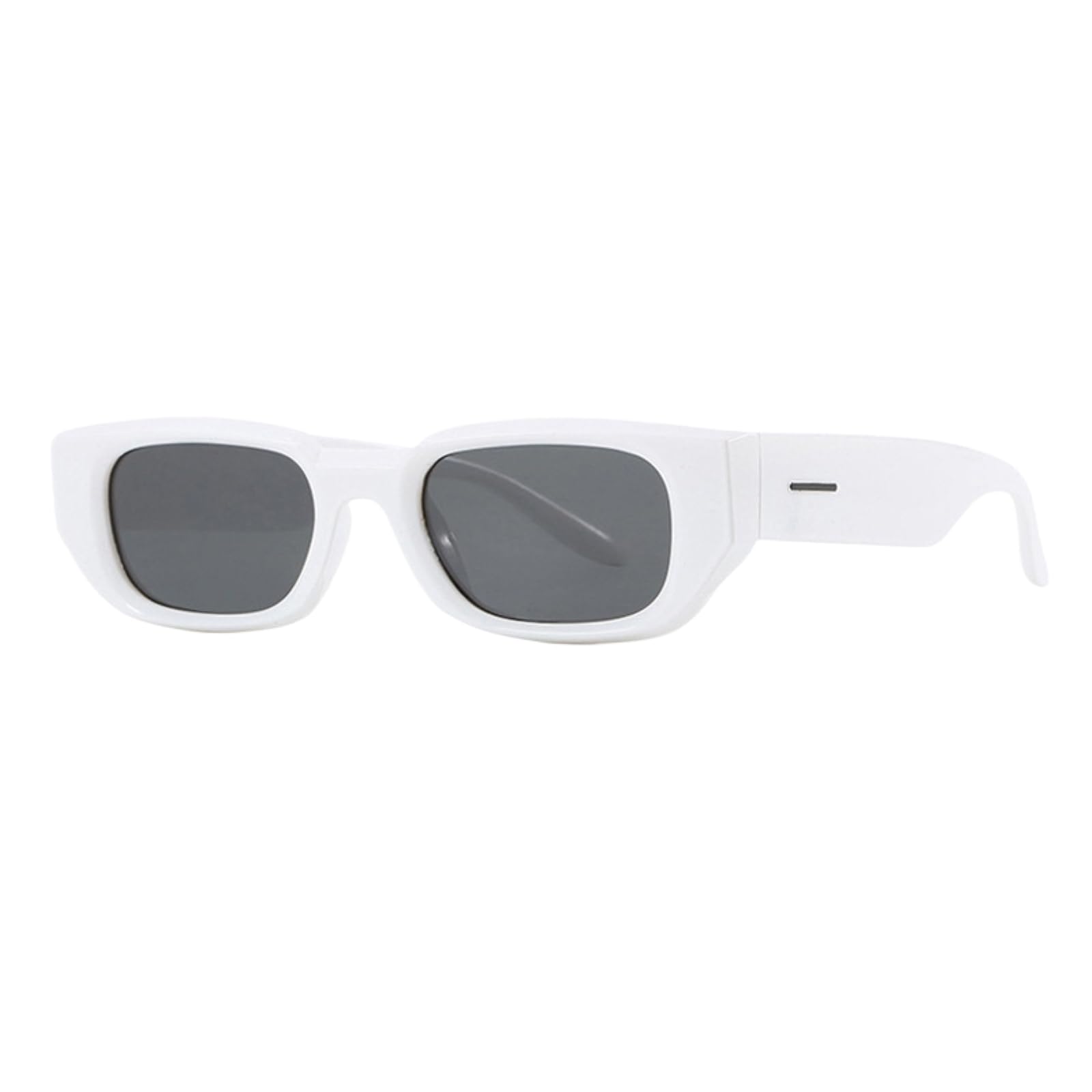 Lunettes de soleil rectangle rétro étroites monture blanche et verres gris au design tendance
