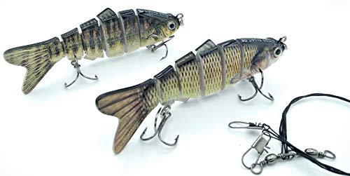 SIMSA-Expert Barsch + Barbe Wobbler | Swimbait Kunstköder Shad | 2er-Set (10cm 17g) | 2 x Stahlvorfach (30cm) für Hecht Zander Cover