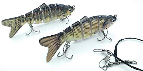 SIMSA-Expert Barsch + Barbe Wobbler | Swimbait Kunstköder Shad | 2er-Set (10cm 17g) | 2 x Stahlvorfach (30cm) für Hecht Zander