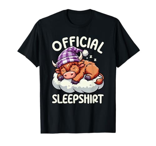 Chemise de Nuit Officielle Highland Cow Funny Sleepyhead Pyjama T-Shirt