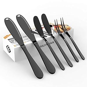 LUHUIYUAN Stainless butter spreader,Butter Knife Set with Serrated Edge & Escargot Forks Breakfast Spreads Knives for Peanut Cold Butter Sandwich Cream Cheese 6 Pcs Kitchen Flatware