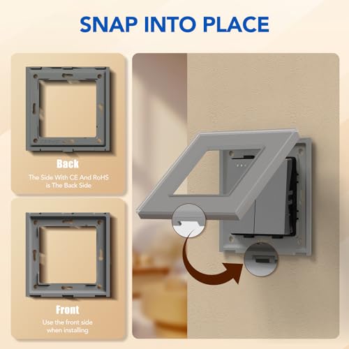 BSEED Lichtschalter 2 Fach 2 Wege Glas Lichtschalter Unterputz Taste Schalter Wechselschalter Grau Kristall Kippschalter