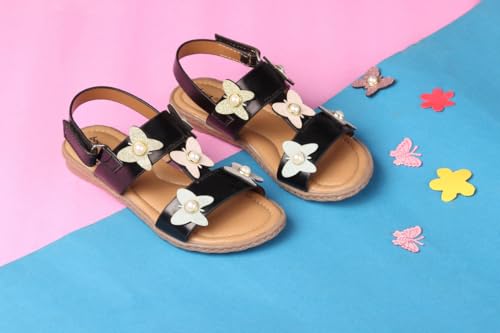 Image of SANDALS Kids - Footwear For Girls Comfortable Casual & Function | PU - Material |Design - BG2482| Closure- Velcro | 3-3.5 Years Kids | Color- Black | Size- Uk 7, Euro- 26