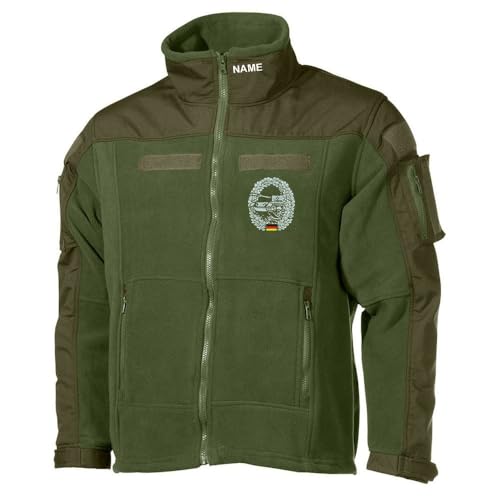 Copytec Combat Fleecjacke Panzer Kompanie PzBtl Barett-Abzeichen GRATIS Name #30496, Größe:XL, Farbe:Oliv