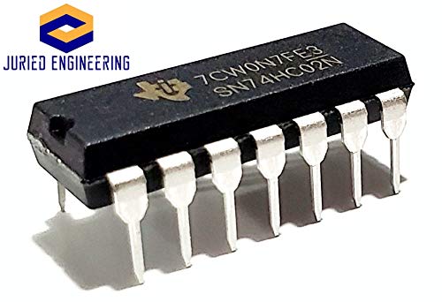 Juried Engineering SN74HC02N SN74HC02 74HC02 7402 Quadruple 2-Input Positive-NOR Gates Breadboard-Friendly IC DIP-14 (Pack of 5)