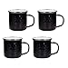 Golden Rabbit Enamelware - Solid Black Pattern - Set of 4-12oz Mugs