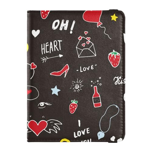 Custodia per passaporto per donne e uomini per da viaggio con blocco RFID simboli romantici Simboli Taglia unica Casual