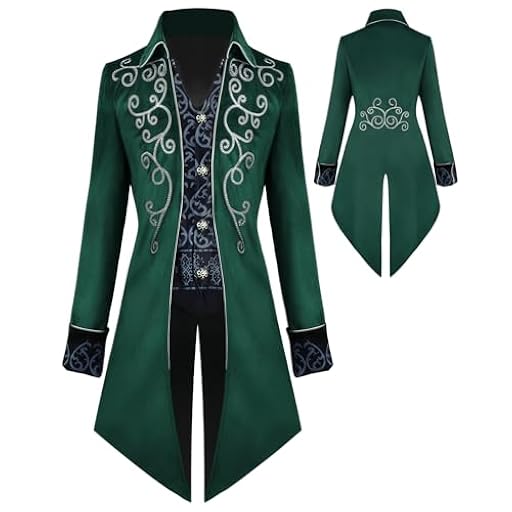 YQVGFBY Chaqueta Steampunk vintage para hombre, abrigo gótico, disfraz de carnaval, ropa medieval para hombre, disfraz de Halloween (verde, M) | Ya disponible en tu tienda friki favorita! En mundofriki.es! YQVGFBY Chaqueta Steampunk vintage para hombre, abrigo gótico, disfraz de carnaval, ropa medieval para hombre, disfraz de Halloween (verde, M) | Ya disponible en tu tienda friki favorita! En mundofriki.es!