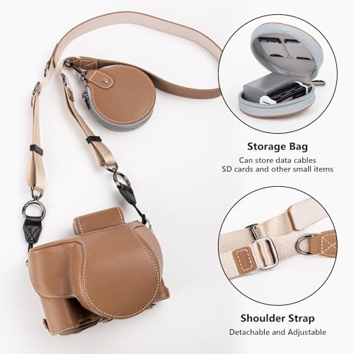 Funda Protectora para Cámara Nikon Z50 II en Cuero PU Khaki miniatura 5