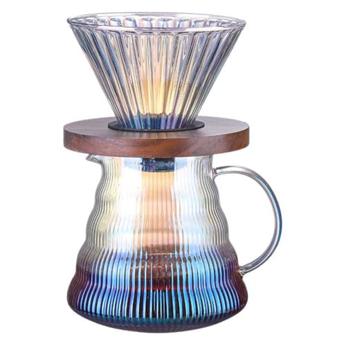 EdirFtra Set per caffettiera pour Over, caffettiera in Vetro borosilicato, caffettiera con capacità Larye, gocciolatore per caffè in Vetro borosilicato, 600 ml
