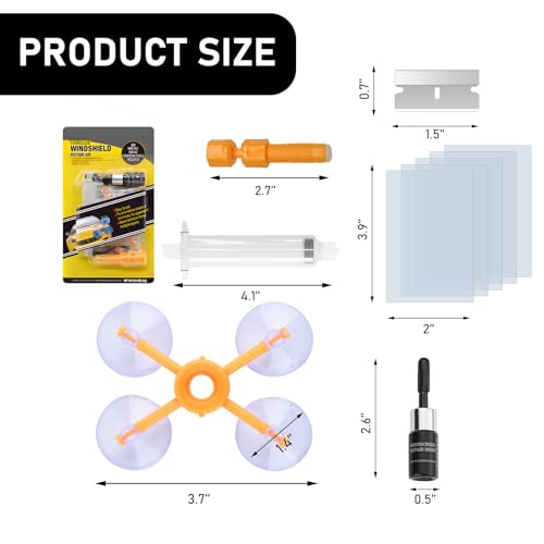 Image of Ohleats Windshield Repair Kit, Windshield Crack Glass Repair Kit with Pressure Syringe, Quick Repair Kit for Fixing Windscreen Chips Bulls-Eye Star-Shaped Crack, Car Accessories