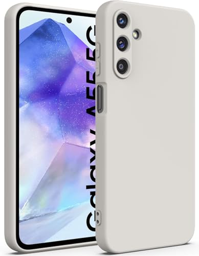 DIZORO Microfiber Candy Case Compatible for Samsung A55 Smooth Touch Cushion Liquid Soft Silicone Gel Rubber Phone Cases Non-Slip Full Body Protective Shockproof Back Cover (Stone Grey)- Best and cheap mobile covers in India