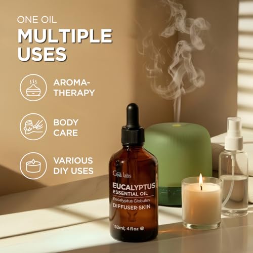 Image of 100% Pure Eucalyptus Essential Oil - 4 Fl Oz - Eucalyptus Oil for Hair, Skin, Diffuser, Aromatherapy & DIY Candle Making Scent