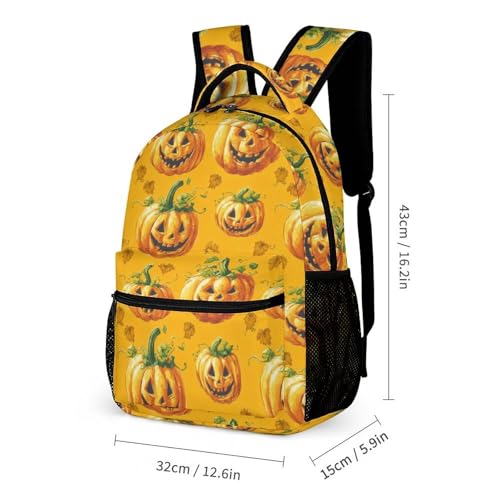 Funny Pumpkins Printed Backpack with Lunch Box Bag Pencil Case Pouch 3pcs Daypack Set for Women Men2