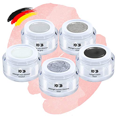 Shades Of Grey Collection Set - Color Gel - Gelnägel Farbgel - Made in Germany (5 x 5ml)