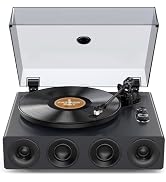 1 by ONE High Fidelity Record Player, All-in-One Turntable with Built in Speakers Phono Preamp, M...
