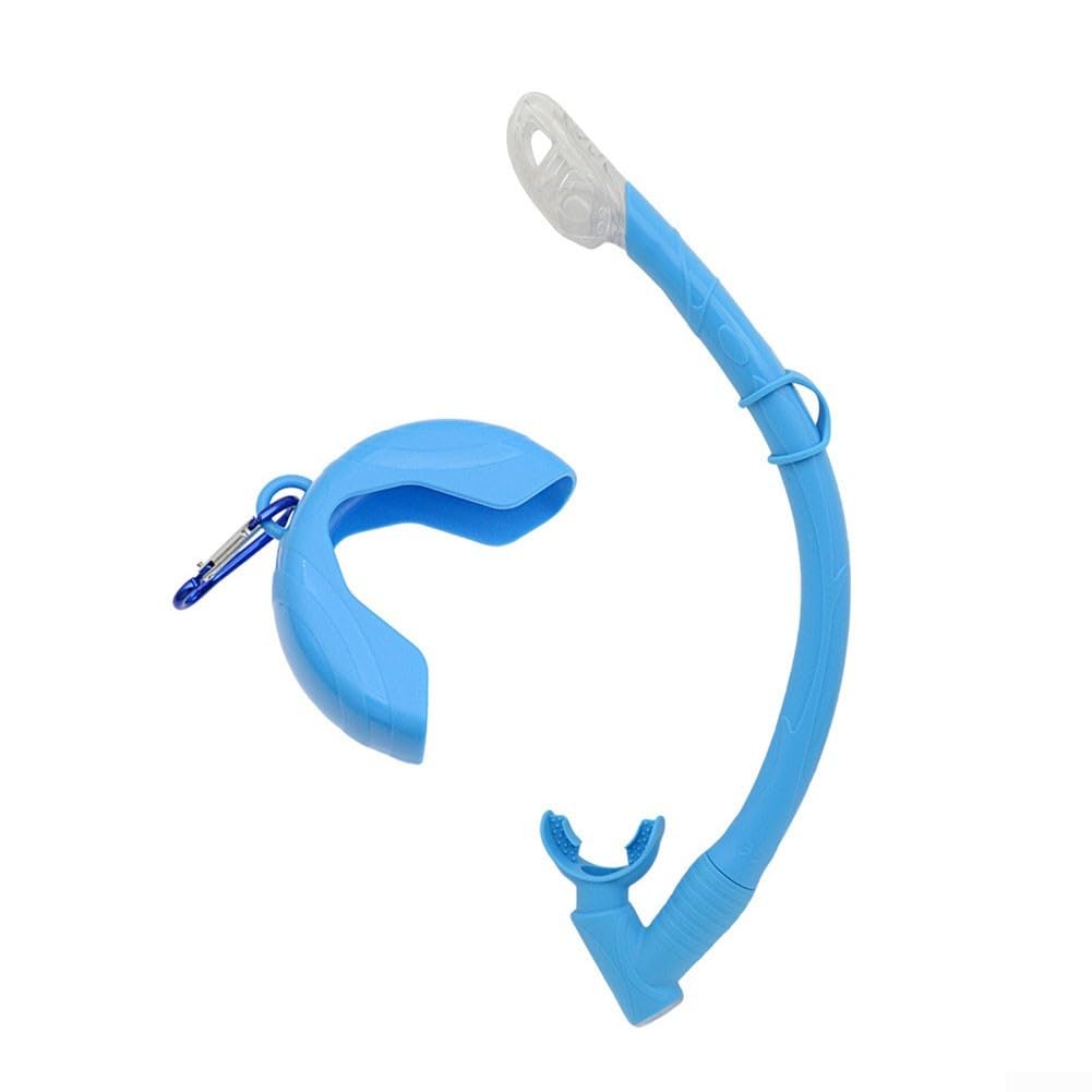 Dry Top Snorkel Tube With Silicone Mouthpiece, Foldable Design For Scuba Diving And Swimming, Includes Storage Box, Black(Blue)