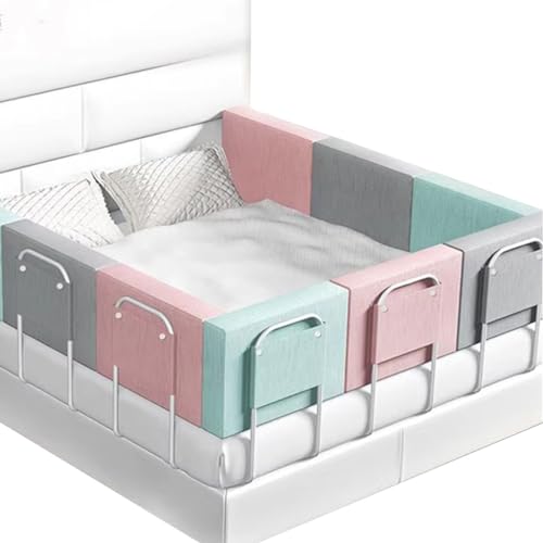 Sponda del Letto, 50/60 Cm Protezione del Letto, 5 Fori Altezza Regolabile Protezione Anticaduta per Bambini, Tutti I Lati Parapetto per Letto per Bambini e Letto Singolo/doppio ( Color : Rosa , Size