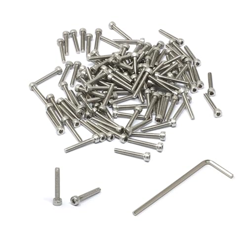 Image of iexcell 100 Pcs M2.5 x 16mm Thread Pitch 0.45 mm Stainless Steel 304 Hex Socket Head Cap Screws Bolts Kit