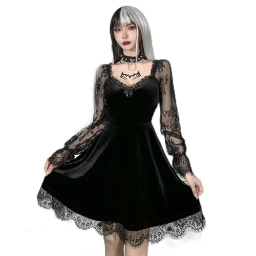 Robe noire en dentelle à manches trompettes pour vos soirées branchées au style américain