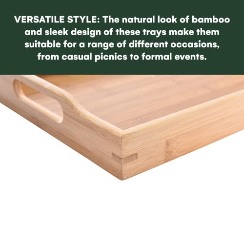 Prosumers Choice 3 Pack Bamboo Serving Trays With Handles - Bamboo Trays For Food-Serving Tray - Wooden Trays For Food - Set With Different Sizes #TOP4
