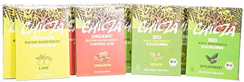 ChicZa Bio-Kaugummi 2x Set 4 Sorten (2 je Sorte, insgesamt 8 Tafeln) Minze, Spearmint, Zimt, Limone (bio, vegan) Setx2 Cover