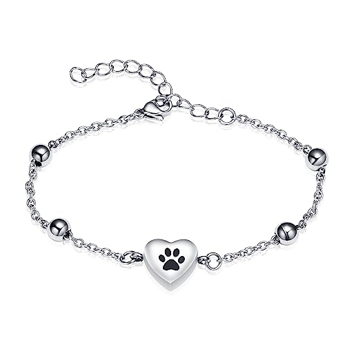 QGJNSGC Cremation Bracelet for Pets Ashes og Memorial Bracelet for Ashes Paw Print Cremation Jewelry Urn Bracelet for Women