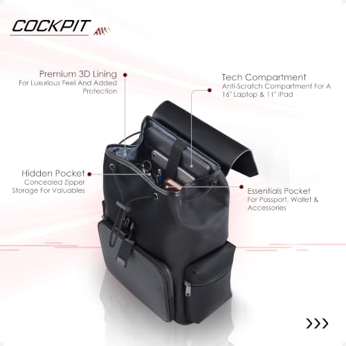 Image of RARE RABBIT Gallardo 35L Water Repellent Backpack - Black Anti-Theft Business Travel Bag with 16 inch Laptop Compartment, Free Size