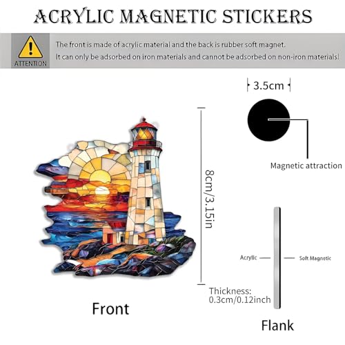 Imán decorativo acrílico faro arcoíris 3.15 pulg miniatura 3