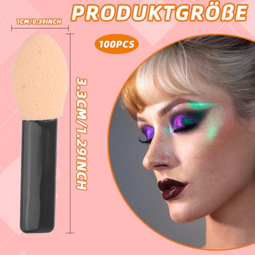 100 Stück Lidschatten Applikator, Einweg Schwamm Lidschattenpinsel, Professionelle Kleine Pinsel, Professionelle Make-up Werkzeuge für Lidschatten und Kosmetik