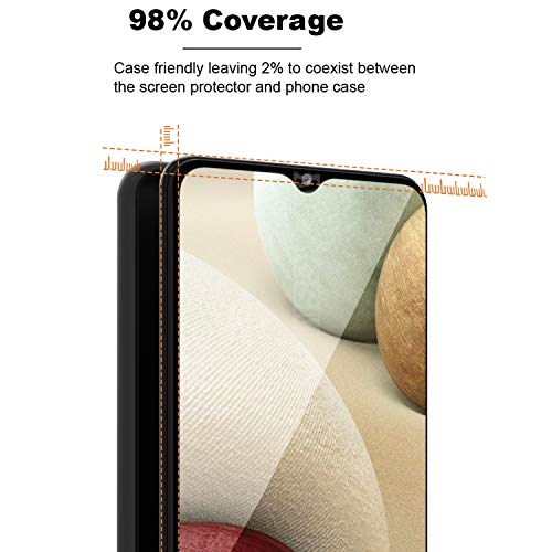 Coveron [2 Pack] Tempered Glass Designed For Samsung Galaxy A12 Screen Protector, Anti-Scratch Edge To Edge Black Rim Coverage #TOP2