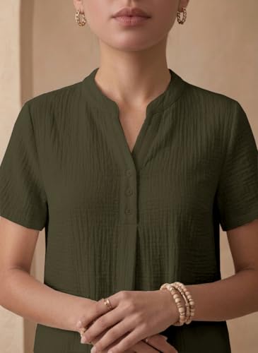 Image of TOPLOT Women's Co-ord Set | Stylish Matching Top & Bottom Set | Notch Neckline with Button Detail | Loose-Fit, Short-Sleeve Top with a Relaxed Silhouette |Ideal for Casual (5250)
