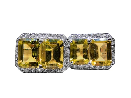 Mens Citrine Cufflinks Sterling Silver Citrine Men Cufflinks November Birthstone Cufflinks Men 6x8 mm Octagon Citrine Cufflinks Big Cufflinks