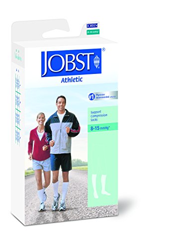 Image of JOBST 110450 Athletic Knee 8-15 Closed Toe Sock, White, Medium