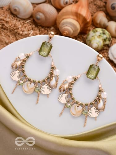 Image of SANJOYA by EVERSTYLISH Embroidered Earrings for Women | Hoop Earrings with Stones, Beads, Pearls & Glass Drops | Lightweight Ethnic & Festive Jewelry for Weddings & Parties