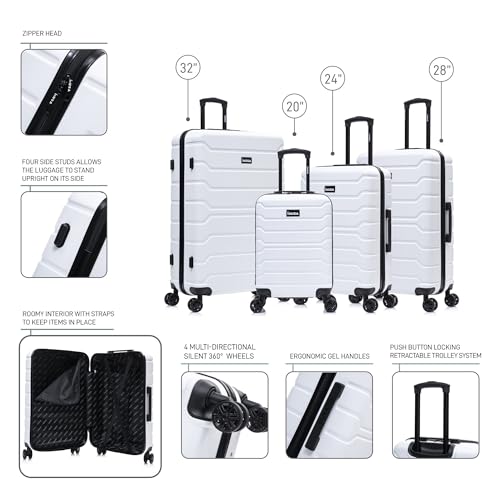 Image of InUSA TREND Luggage with Spinner Wheels | Durable Lightweight Hardside Suitcase, Travel Sets with Handle and Trolley | (20in, 24in, 28in, 32in) 4 Piece Set | White